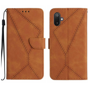 Чехол-книжка Stitching Embossed Leather для Samsung Galaxy F06 5G / M06 5G - коричневый