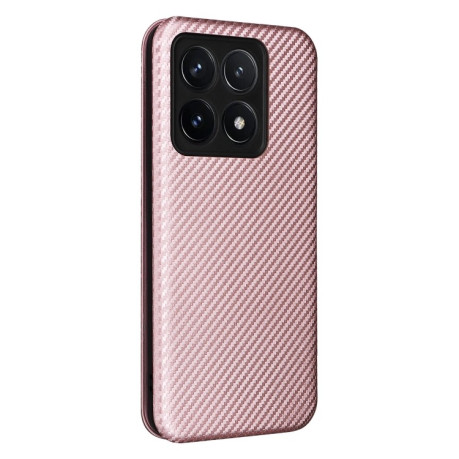 Чехол-книжка Carbon Fiber Texture на  Xiaomi 14T - розовый