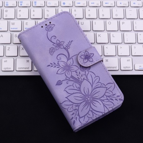 Чехол-книжка Lily Embossed Leather для Realme C65 4G - фиолетовый