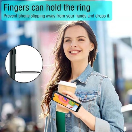 Противоударный чехол Carbon Fiber Rotating Ring на Samsung Galaxy A01 - зеленый