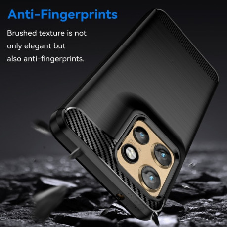 Протиударний чохол Brushed Texture Carbon Fiber на Motorola Edge 50 Neo - чорний