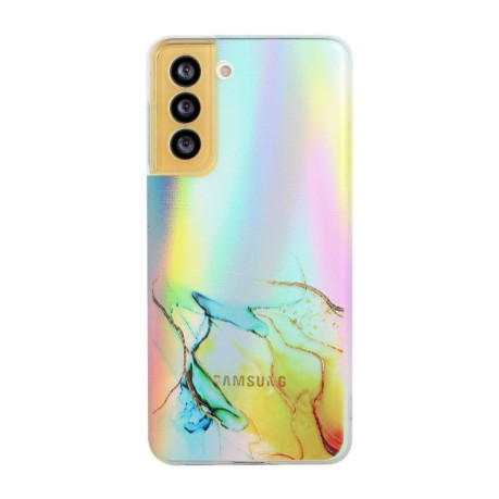 Противоударный чехол Laser Marble Pattern для Samsung Galaxy S22 Plus 5G - желтый