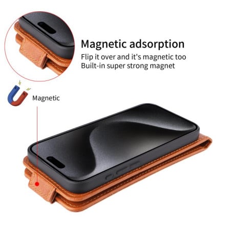 Флип-чехол Magnetic Vertical Flip Leather на Xiaomi 15T 5G - коричневый
