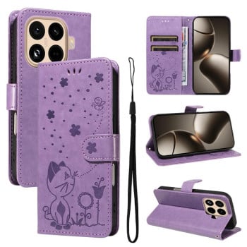 Чохол-книжка Cat Embossing Pattern на Xiaomi 15T Pro 5G EU 173mm - фіолетовий