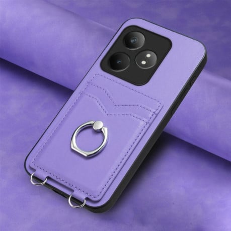 Противоударный чехол R20 Ring Card Holder для Realme GT Neo6 / GT 6T - фиолетовый