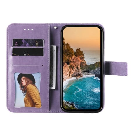 Чохол-книжка 7-petal Flowers Embossing для Motorola Moto G15/G15 Power - фіолетовий