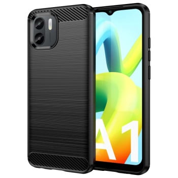 Противоударный чехол Brushed Texture Carbon Fiber на Xiaomi Redmi A1/A2 - черный
