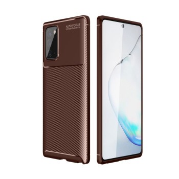 Противоударный чехол HMC Carbon Fiber Texture на Samsung Galaxy S21 - коричневый