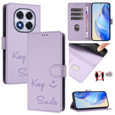 Чехол-книжка Embossing Stripe RFID для Xiaomi Redmi Note 14 Pro 5G/Poco X7 - фиолетовый