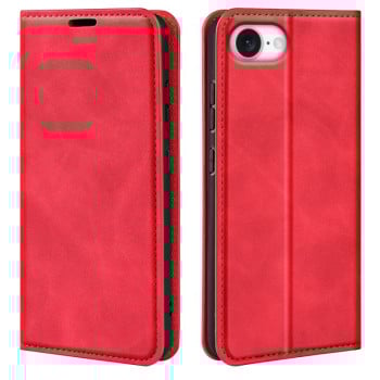 Чехол-книжка в стиле Retro мягкое покрытие Skin Feel деловой дизайн на iPhone 16e - красный