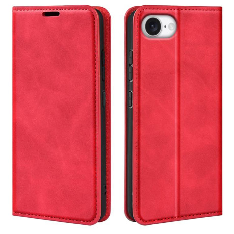 Чехол-книжка Retro Skin Feel Business Magnetic на iPhone 16e - красный