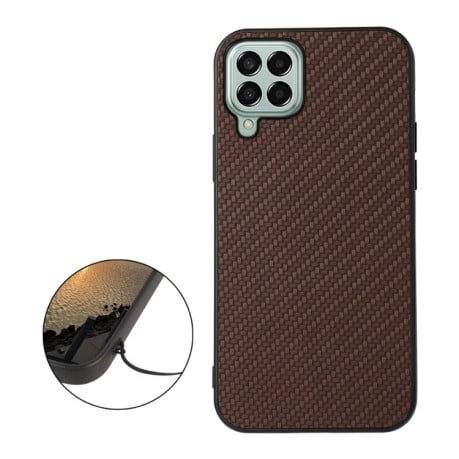 Противоударный чехол Carbon Fiber Skin для Samsung Galaxy M33 5G - коричневый