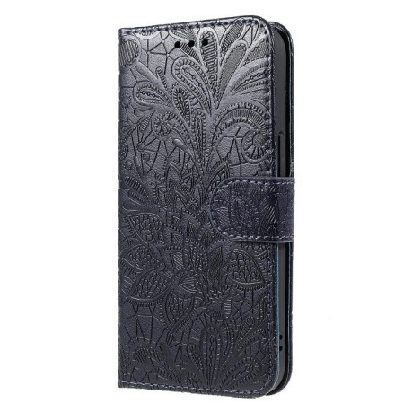 Чехол-книжка Lace Flower для Realme 14 Pro+ - синій
