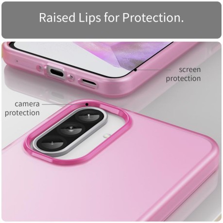 Противоударный чехол Frosted Translucent TPU Hybrid PC для Samsung Galaxy A56 5G - розовый