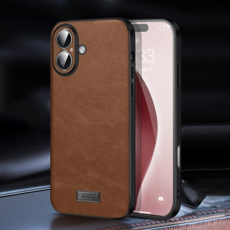 Чехол SULADA Handmade для iPhone 16 Plus - коричневый