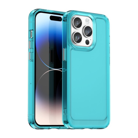Противоударный чехол Candy Series для iPhone 15 Pro -прозрачно-голубой