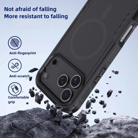 Противоударный чехол Kalebol 2 in 1 Matte с MagSafe на iPhone 17 Pro - черный