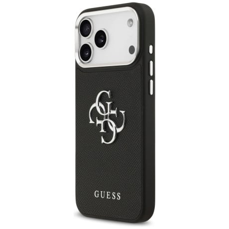 Оригинальный чехол Guess Grained Big 4G Classic Logo на iPhone 17 Pro Max - black