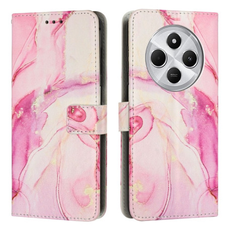 Чохол-книжка Painted Marble Pattern для Xiaomi Redmi 14C 4G/Poco C75/Redmi A4 5G - рожеве золото