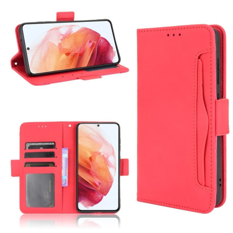 Чехол-книжка Skin Feel Calf на Samsung Galaxy S21 FE - красный