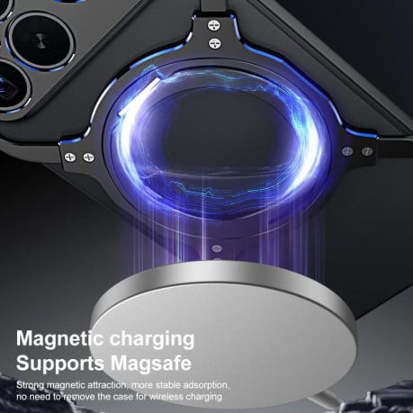 Металлический бампер Mechanical Arm Borderless MagSafe Holder Metal на Xiaomi Redmi K90 Pro Max / Poco F8 Ultra — серебристый