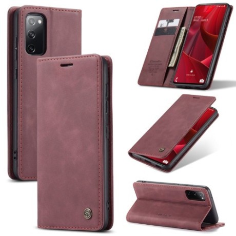 Чехол-книжка CaseMe 013 Multifunctional на Samsung Galaxy S20 FE - винно-красный