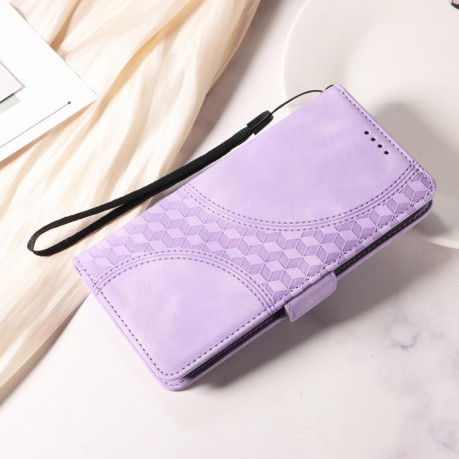 Чехол-книжка Embossed Rhombus Starry Leather для Xiaomi Redmi Note 14 4G 164.84mm - фиолетовый