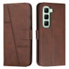 Чохол-книжка з рядком та фактурою Calf з магнітним хлястиком на Infinix Hot 60 Pro+ 4G - коричневий