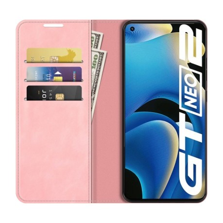 Чехол-книжка Retro-skin Business Magnetic на Realme GT NEO 3T/GT 2/ GT Neo 2 - розовый