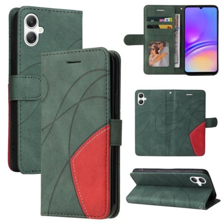 Чохол-книжка Dual-color Splicing Flip Leather на Samsung Galaxy A07 5G - зелений