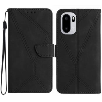 Чехол-книжка Stitching Embossed Leather на OnePlus 15R — чёрный