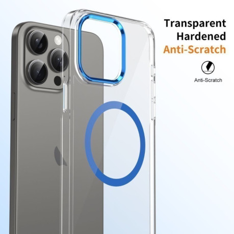 Противоударный чехол Ice Feel HD Transparent MagSafe PC для  iPhone 16 Pro - синий