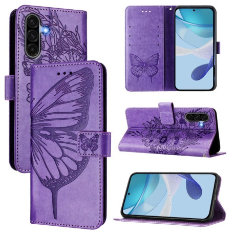 Чехол-книжка Embossed Butterfly для Samsung Galaxy A56 5G - фиолетовый