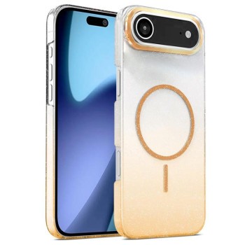 Противоударный чехол Gold Diamond Glitter Gradient MagSafe Shockproof для iPhone Air - золотой