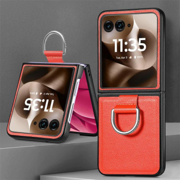 Противоударний чехол Litchi Texture на Motorola Razr 60 Ultra - оранжевий