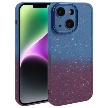 Протиударний чохол Gradient Starry Silicone Phone Case with Lens Film для iPhone 15 Plus - блакитно-червоний