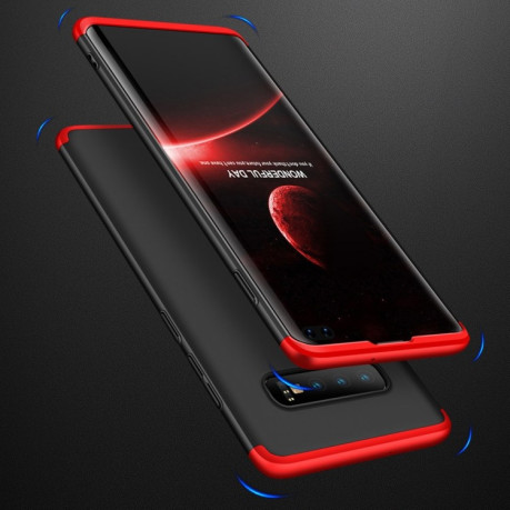 Противоударный чехол GKK Three Stage Splicing Full Coverage на Samsung Galaxy S10+Plus- черно-красный