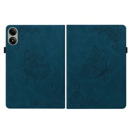 Чехол-книжка Butterfly Flower Embossed Leather на Xiaomi Redmi Pad 2 / Xiaomi Redmi Pad SE 11 2025 - синий