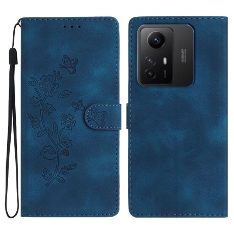 Чехол-книжка Flower Butterfly Embossing для Xiaomi Redmi Note 12S - синий