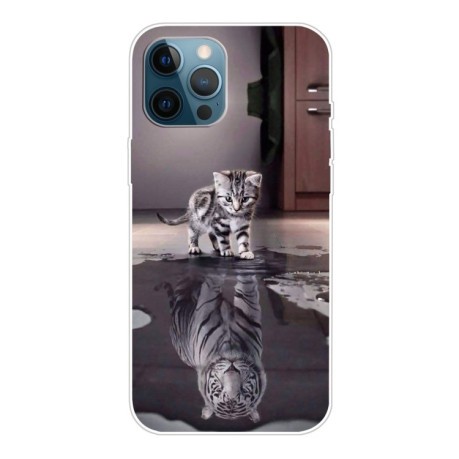 Чехол Painted Pattern для iPhone 13 Pro - Reflection Cat Tiger