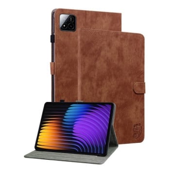 Чохол-книжка Embossed Tiger Pattern Leather для Xiaomi Pad 7 / Pad 7 Pro - коричневий