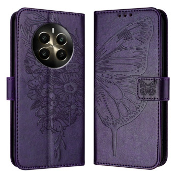 Чохол-книжка з тисненням &quot;метелика&quot; та магнітним хлястиком на Realme 12 Pro/12 Pro Plus - фіолетовий