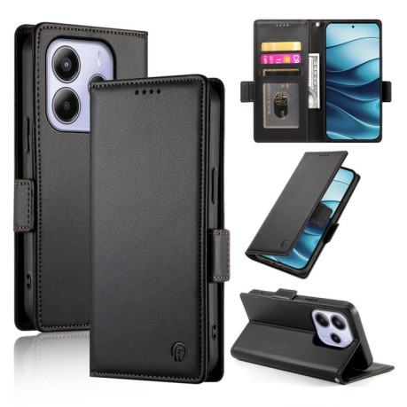 Чохол-книжка Side Buckle Magnetic Frosted Leather для Xiaomi Redmi Note 14 4G 164.84mm - чорний