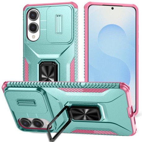 Противоударный чехол Sliding Camshield для Samsung Galaxy S25 Edge 5G - Pink + Grey Green