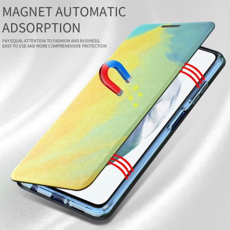 Чехол-книжка Voltage Watercolor для Samsung Galaxy S21 FE - синий