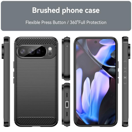 Протиударний чохол Brushed Texture Carbon Fiber на Google Pixel 10 Pro XL - чорний