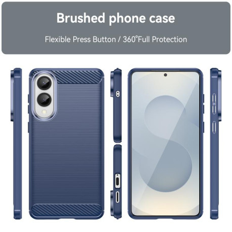 Протиударний чохол Brushed Texture Carbon Fiber для Samsung Galaxy S25 Edge 5G - синій