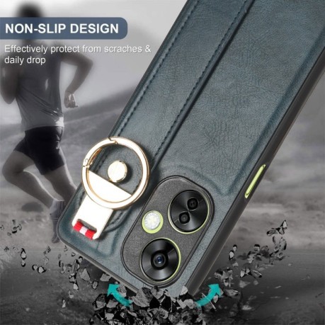 Противоударный чехол Wristband Leather Back для OnePlus Nord CE3 / CE3 Lite /N30 - синий