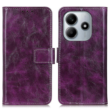 Чехол-книжка Magnetic Retro Crazy Horse Texture на Xiaomi Redmi Note 14 4G 164.84mm - фиолетовый