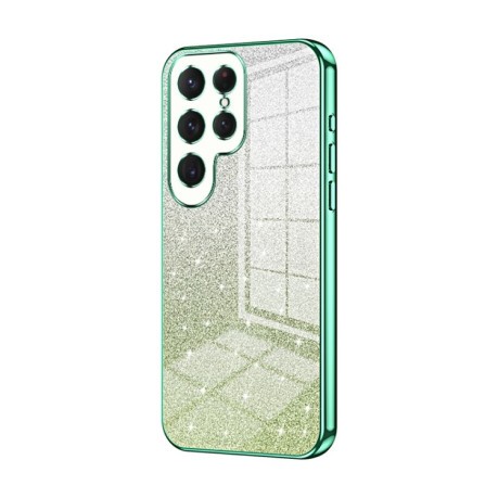 Ударозахисний чохол Gradient Glitter Powder Electroplated на Samsung Galaxy S24 Ultra 5G - зелений